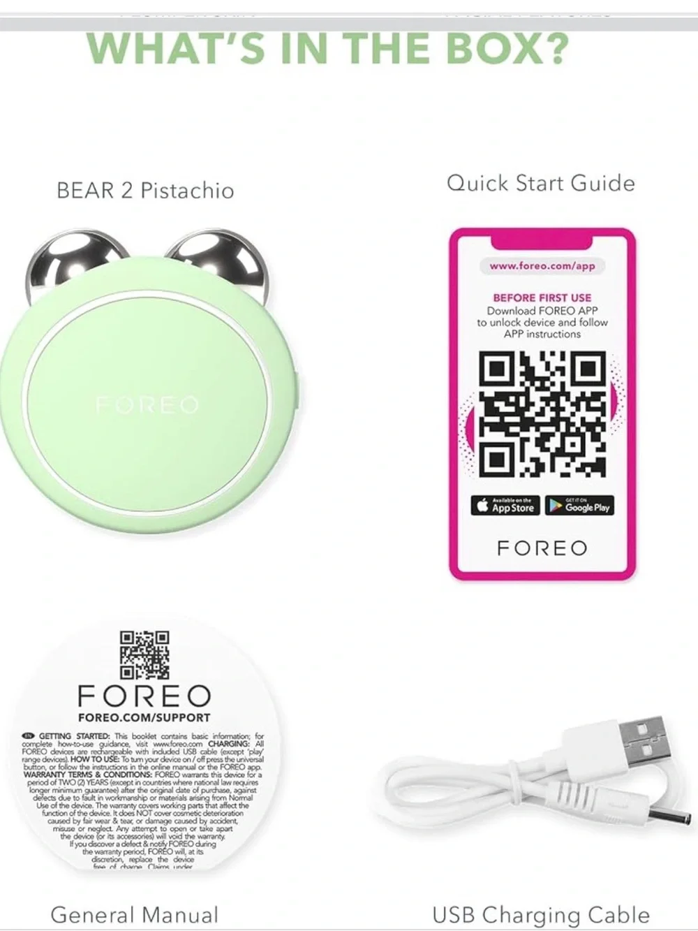 NEW FOREO Bear 2 Go Microcurrent Facial Device Pistachio